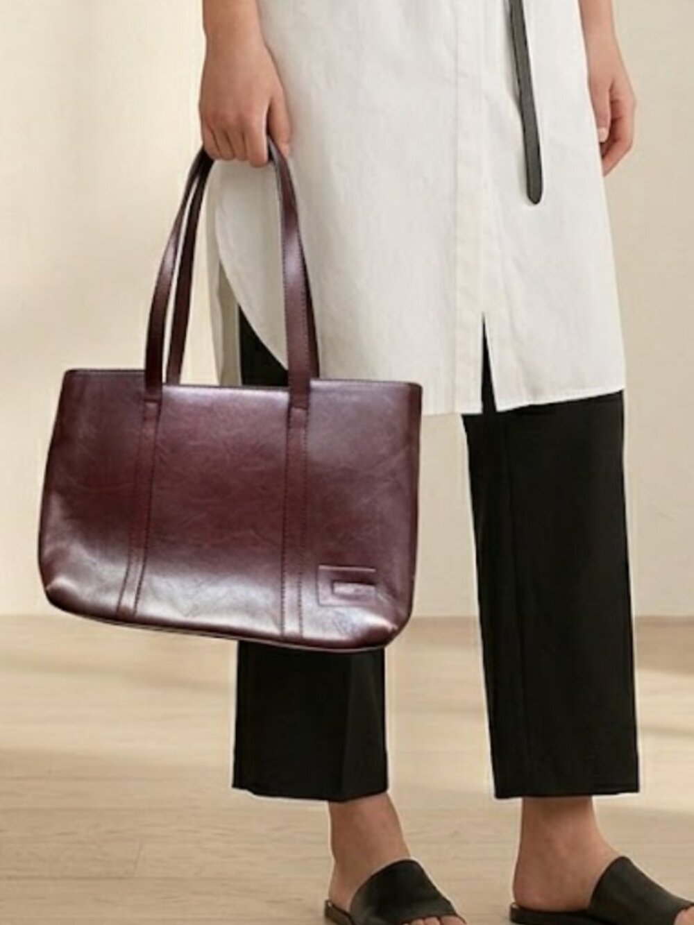 Gino Ferario Brown Leather Rectangular Purse Handbag